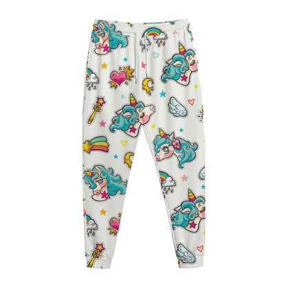 Little Girly Unicorn Pattern Print Jogger Pants
