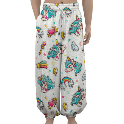 Little Girly Unicorn Pattern Print Lantern Pants