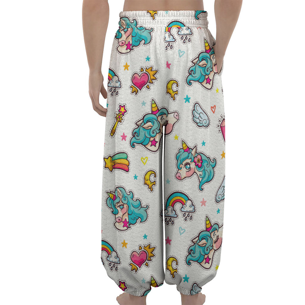 Little Girly Unicorn Pattern Print Lantern Pants