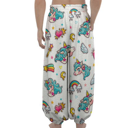 Little Girly Unicorn Pattern Print Lantern Pants