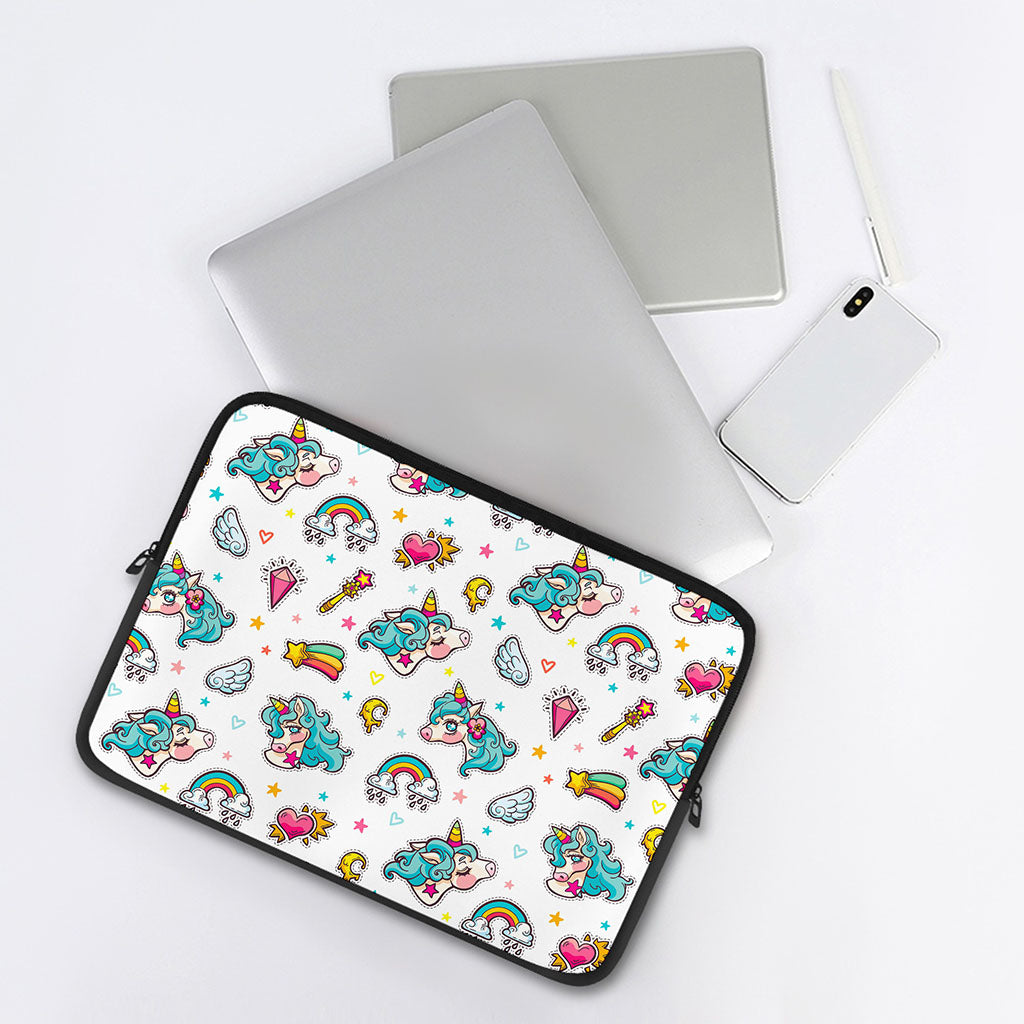 Little Girly Unicorn Pattern Print Laptop Sleeve