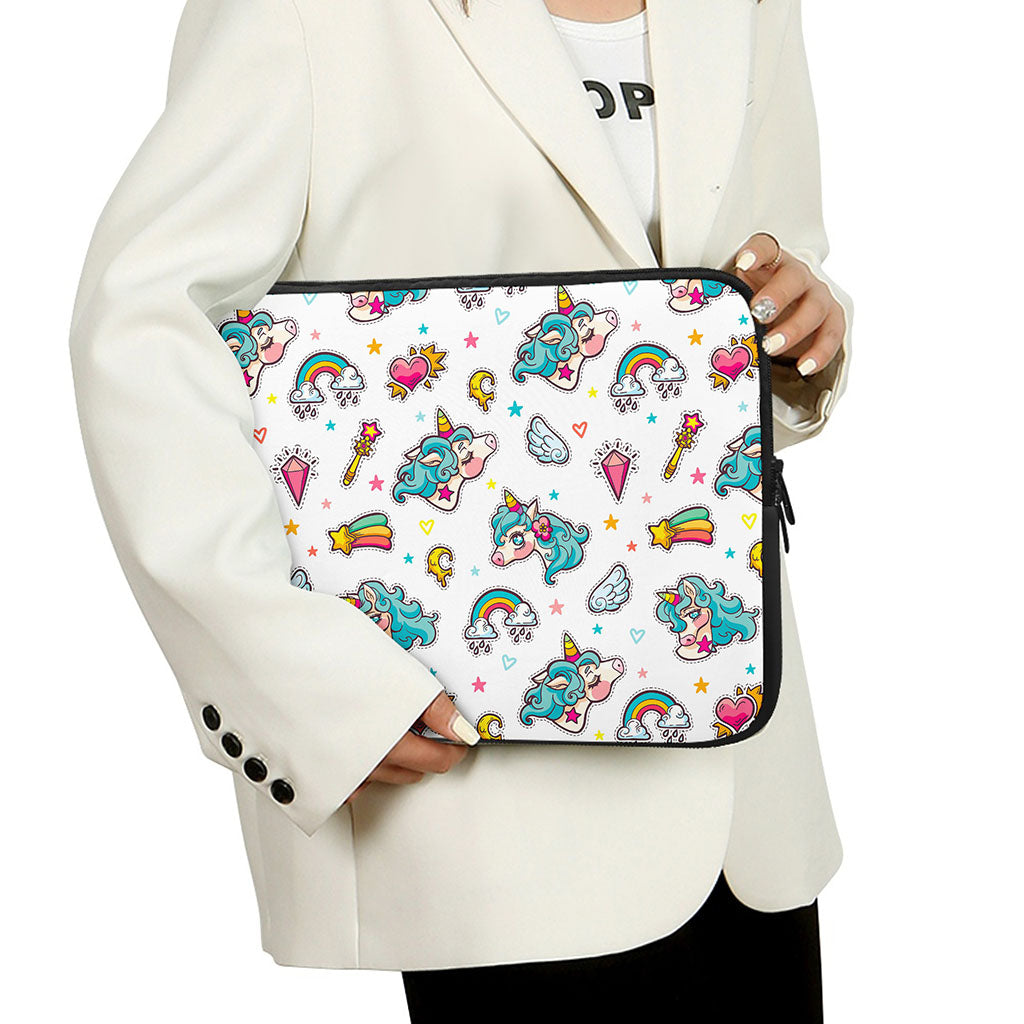 Little Girly Unicorn Pattern Print Laptop Sleeve