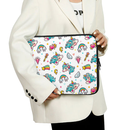 Little Girly Unicorn Pattern Print Laptop Sleeve