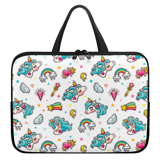 Little Girly Unicorn Pattern Print Laptop Sleeve With Handle