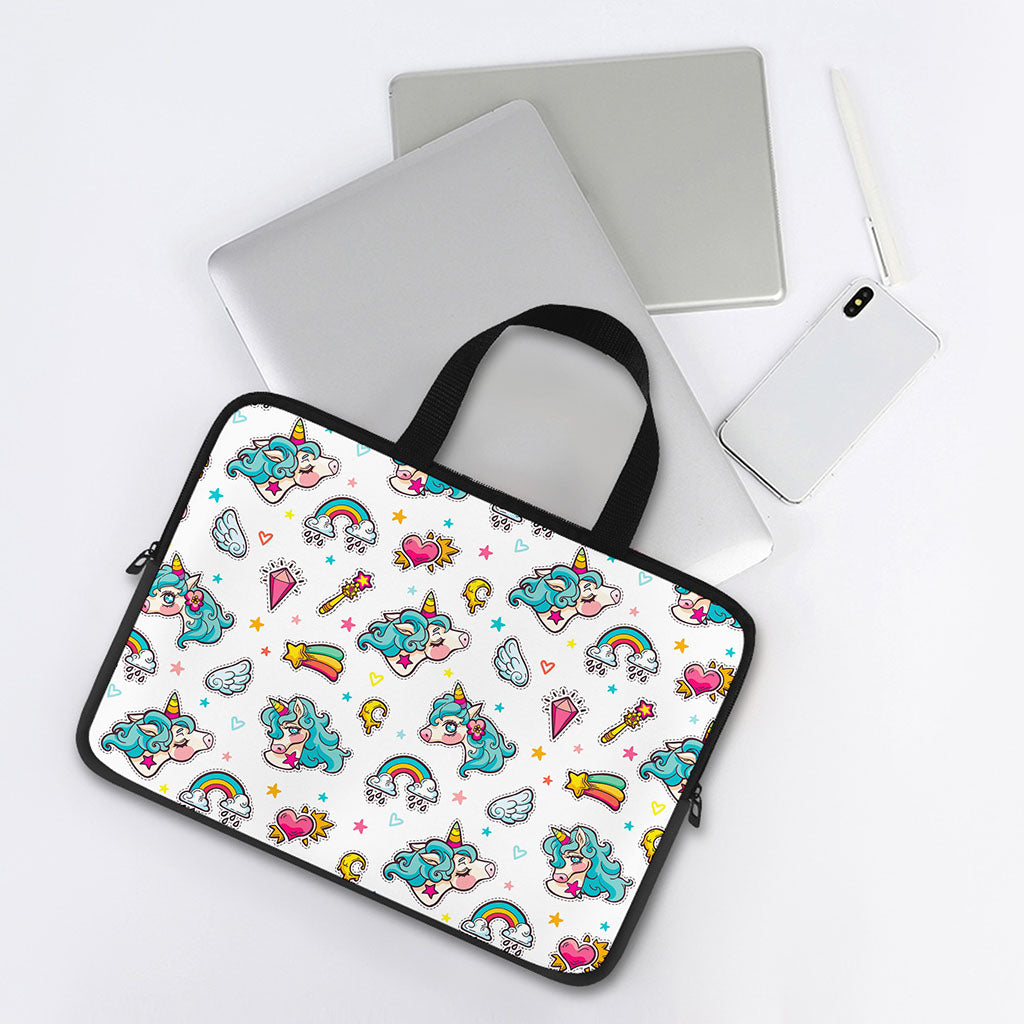 Little Girly Unicorn Pattern Print Laptop Sleeve With Handle