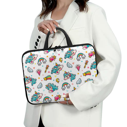 Little Girly Unicorn Pattern Print Laptop Sleeve With Handle