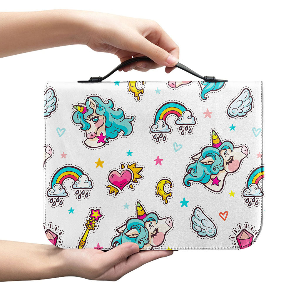 Little Girly Unicorn Pattern Print Leather Bible Cover