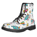 Little Girly Unicorn Pattern Print Lace-Up Boots