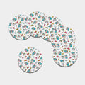 Little Girly Unicorn Pattern Print Leather Coaster Set