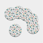 Little Girly Unicorn Pattern Print Leather Coaster Set