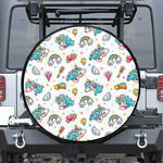 Little Girly Unicorn Pattern Print Leather Spare Tire Cover