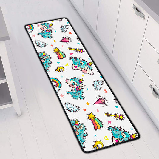 Little Girly Unicorn Pattern Print Long Kitchen Mat