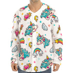 Little Girly Unicorn Pattern Print Long Sleeve Baseball Jersey