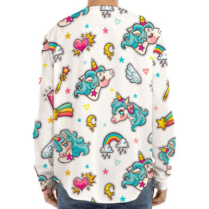 Little Girly Unicorn Pattern Print Long Sleeve Baseball Jersey