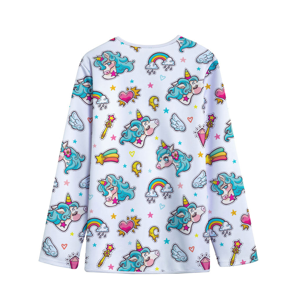 Little Girly Unicorn Pattern Print Long Sleeve Short Coat