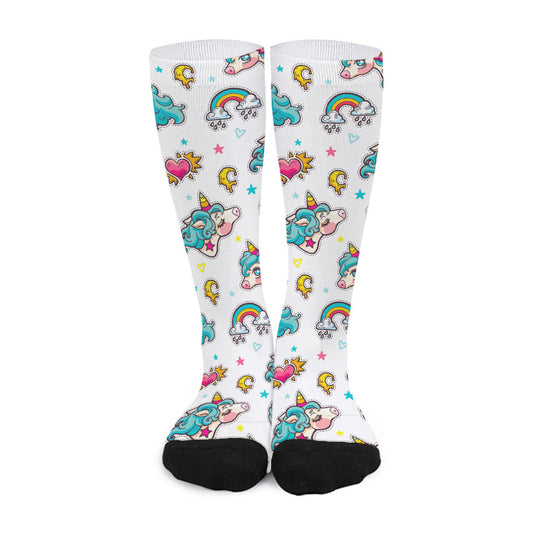 Little Girly Unicorn Pattern Print Long Socks