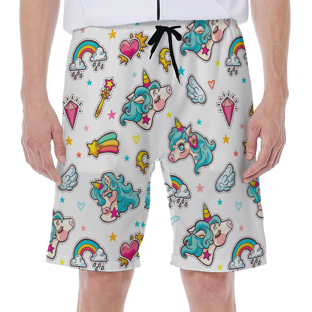 Little Girly Unicorn Pattern Print Men's Beach Shorts