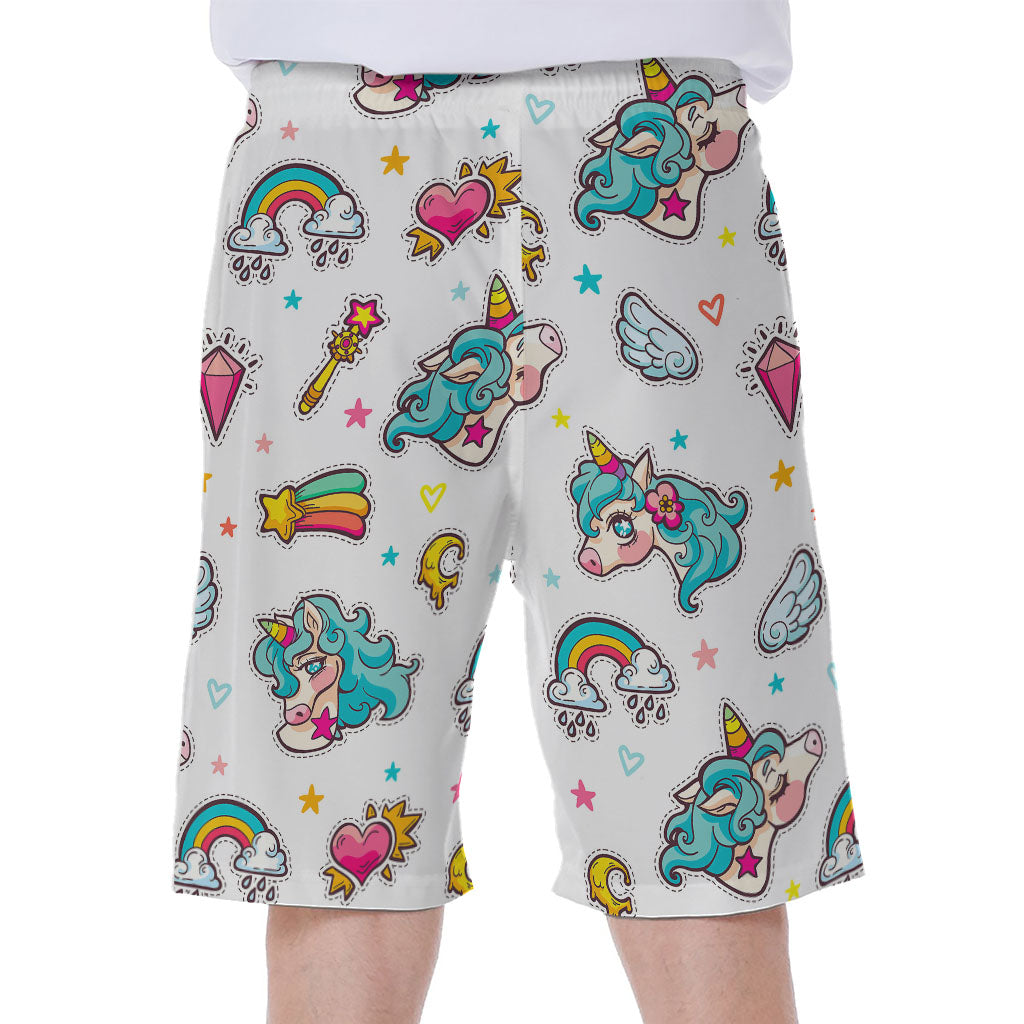 Little Girly Unicorn Pattern Print Men's Beach Shorts