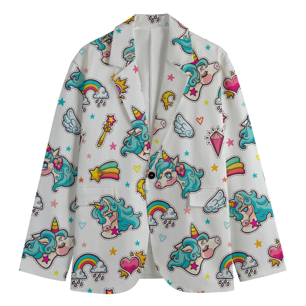 Little Girly Unicorn Pattern Print Men's Blazer