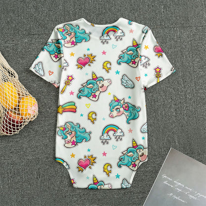 Little Girly Unicorn Pattern Print Men's Bodysuit