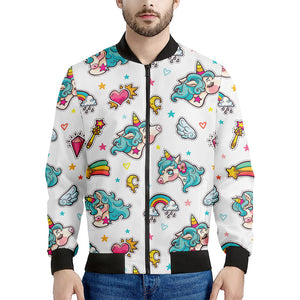 Little Girly Unicorn Pattern Print Men's Bomber Jacket