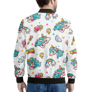 Little Girly Unicorn Pattern Print Men's Bomber Jacket