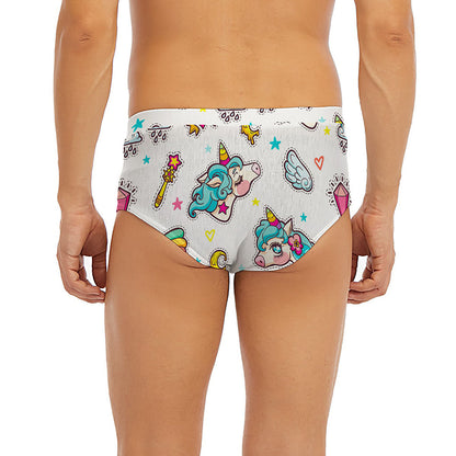 Little Girly Unicorn Pattern Print Men's Briefs