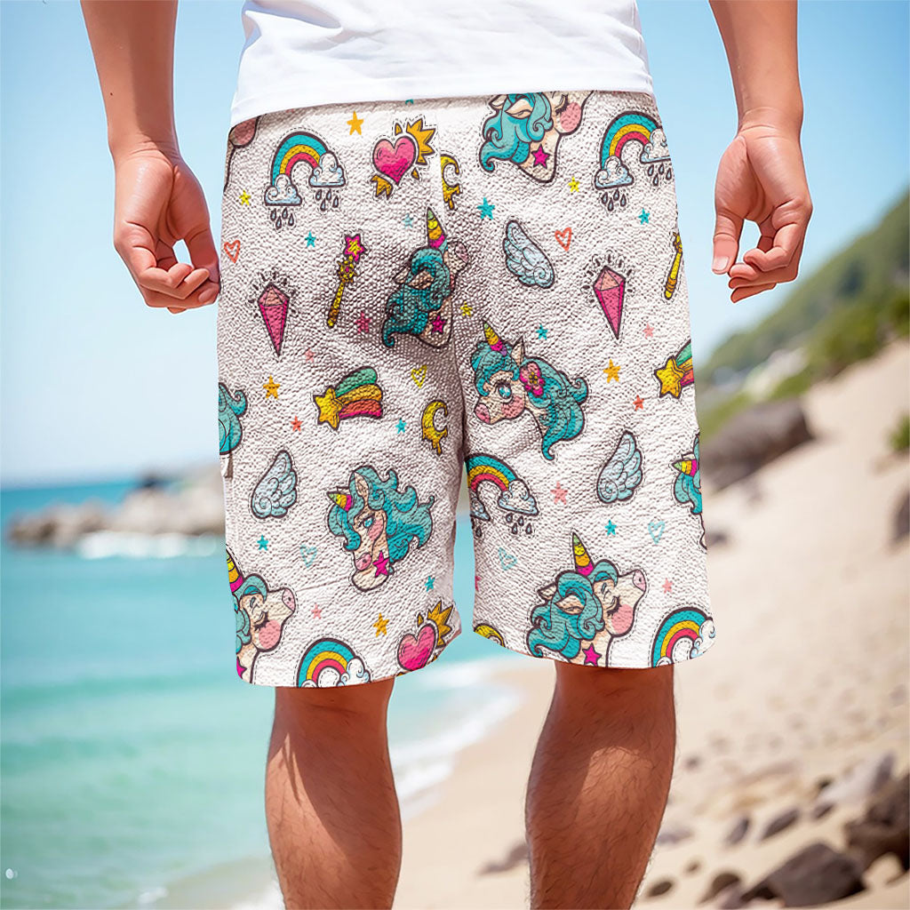 Little Girly Unicorn Pattern Print Men's Cargo Shorts