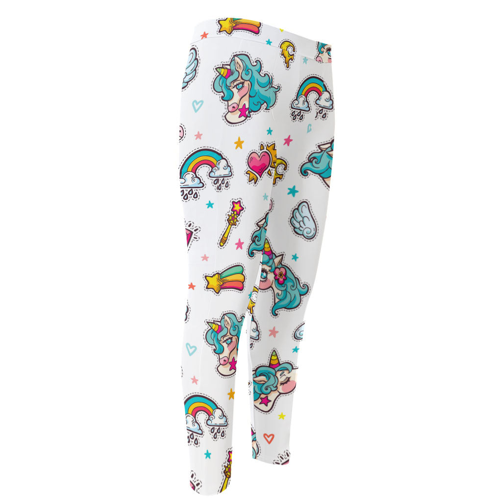 Little Girly Unicorn Pattern Print Men's Compression Pants