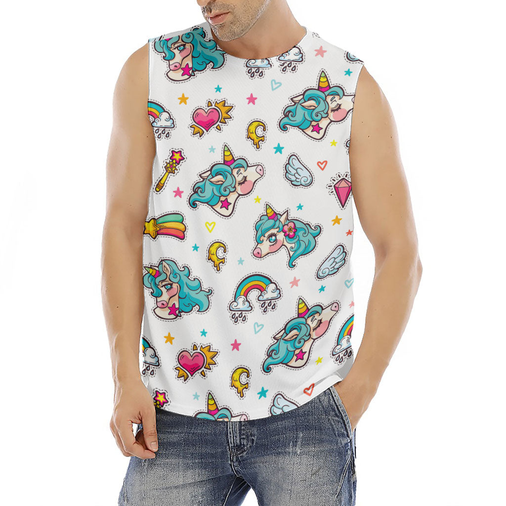 Little Girly Unicorn Pattern Print Men's Fitness Tank Top