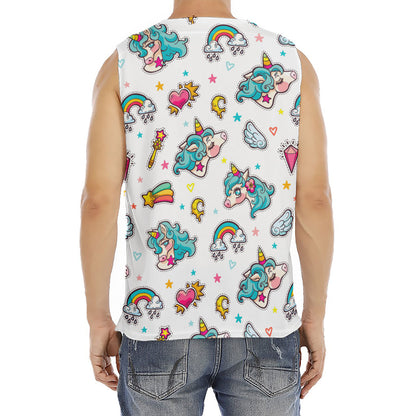 Little Girly Unicorn Pattern Print Men's Fitness Tank Top