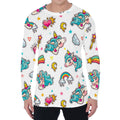 Little Girly Unicorn Pattern Print Men's Long Sleeve T-Shirt