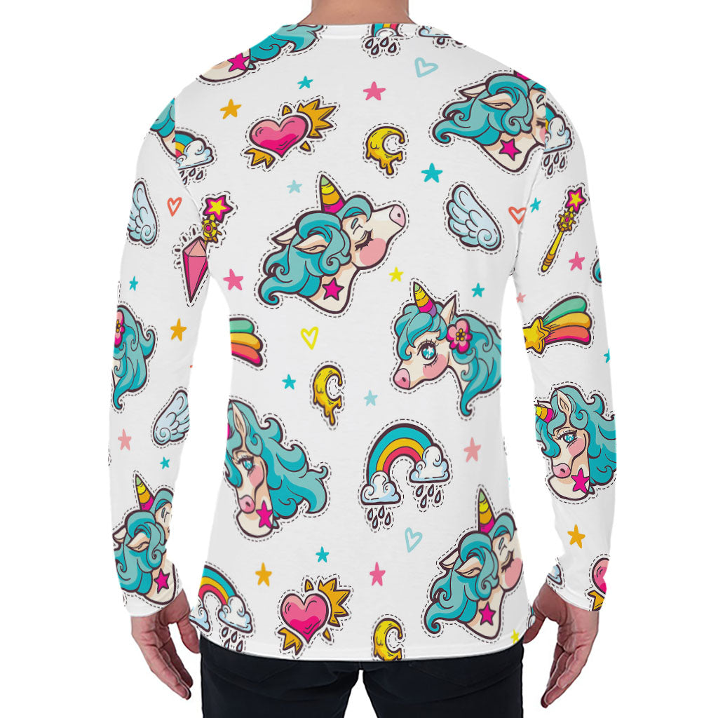 Little Girly Unicorn Pattern Print Men's Long Sleeve T-Shirt