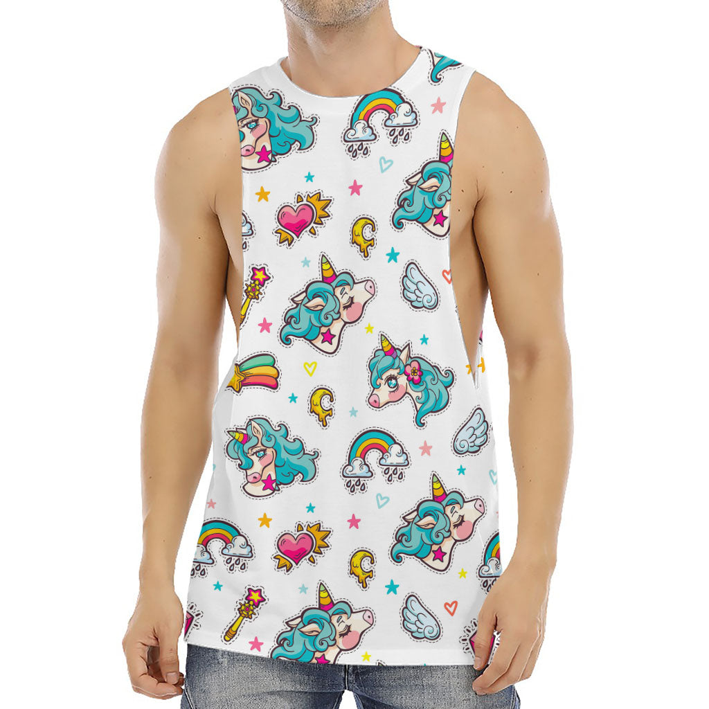 Little Girly Unicorn Pattern Print Men's Muscle Tank Top