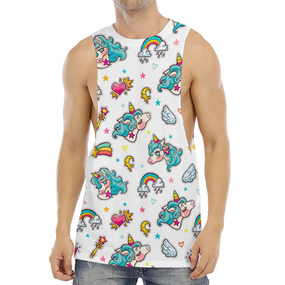Little Girly Unicorn Pattern Print Men's Muscle Tank Top
