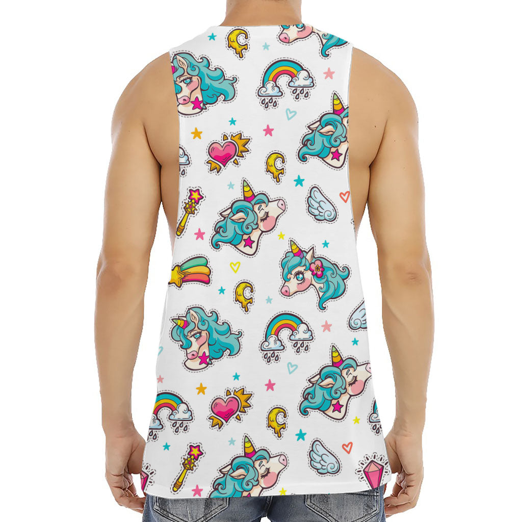 Little Girly Unicorn Pattern Print Men's Muscle Tank Top