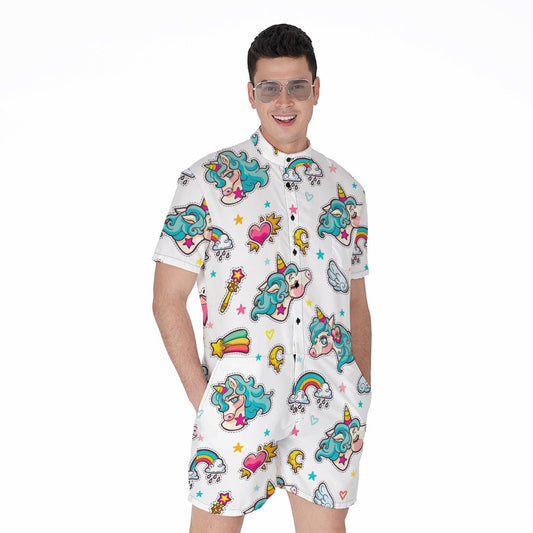 Little Girly Unicorn Pattern Print Men's Rompers