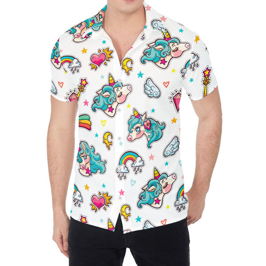 Little Girly Unicorn Pattern Print Men's Shirt