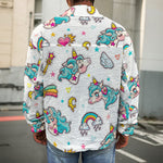 Little Girly Unicorn Pattern Print Men's Shirt Jacket