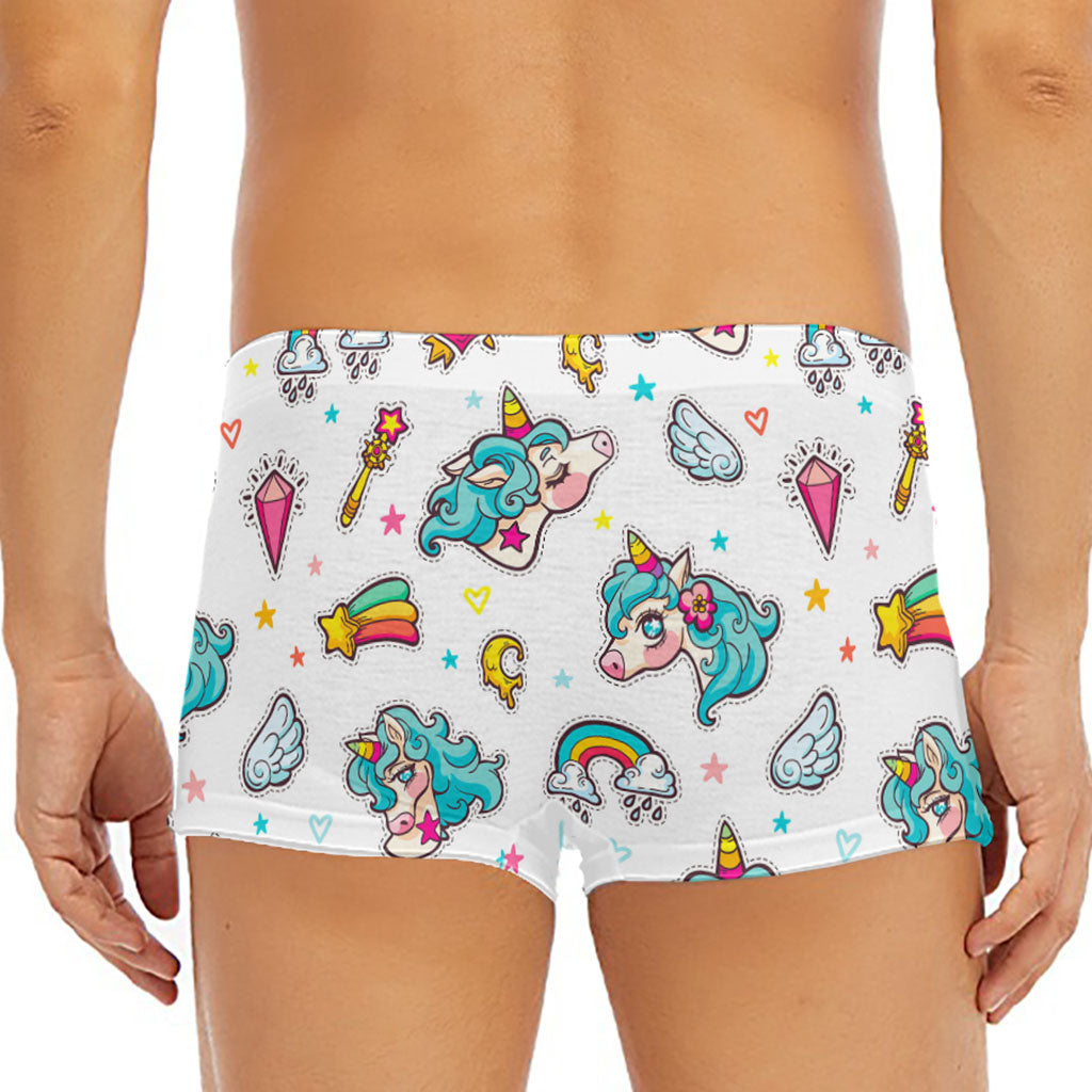 Little Girly Unicorn Pattern Print Men's Short Boxer Briefs