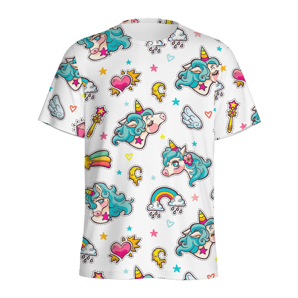 Little Girly Unicorn Pattern Print Men's Sports T-Shirt