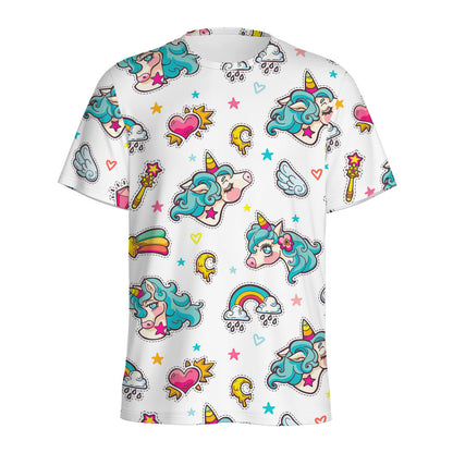 Little Girly Unicorn Pattern Print Men's Sports T-Shirt
