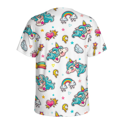 Little Girly Unicorn Pattern Print Men's Sports T-Shirt