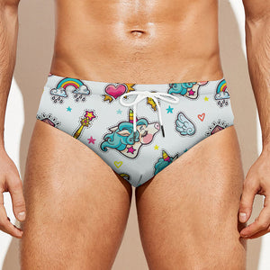 Little Girly Unicorn Pattern Print Men's Swim Briefs