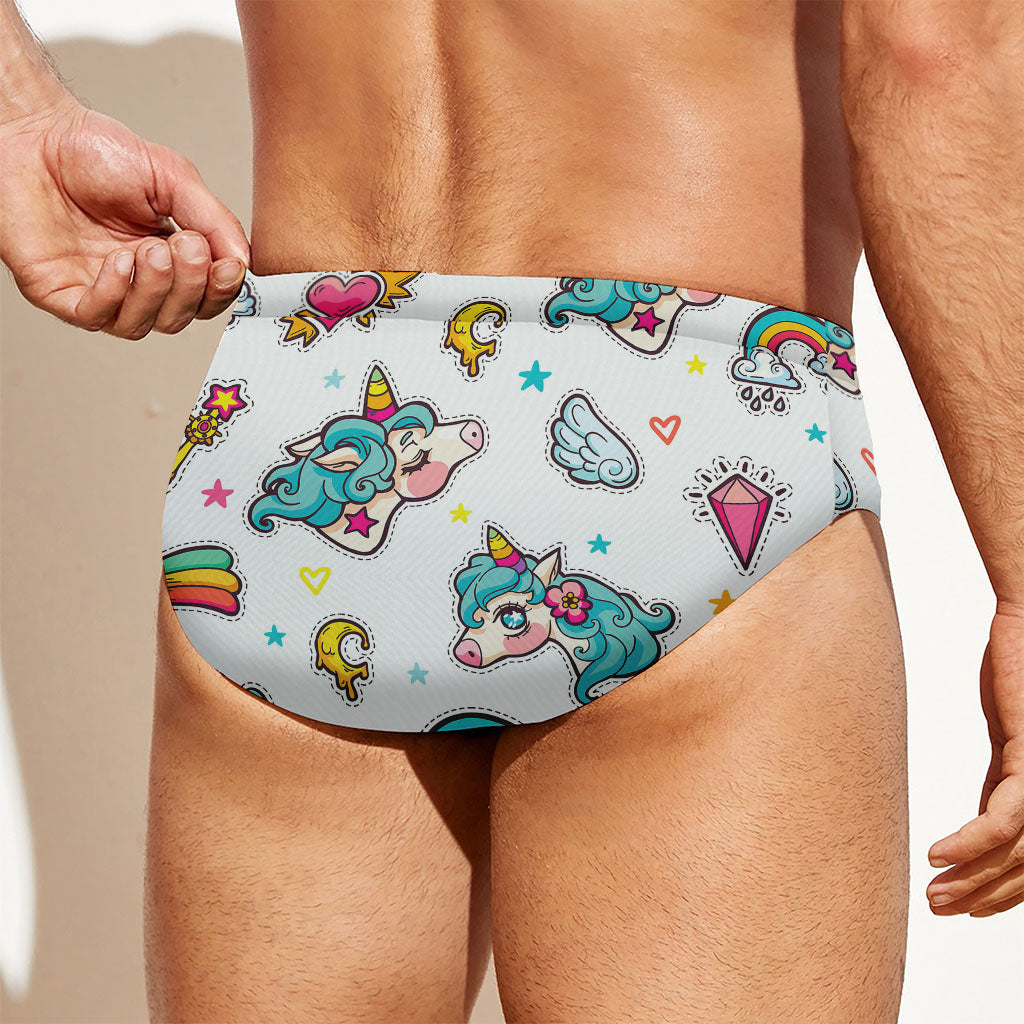 Little Girly Unicorn Pattern Print Men's Swim Briefs