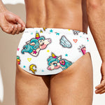Little Girly Unicorn Pattern Print Men's Swim Briefs