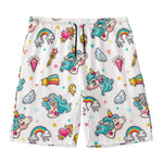 Little Girly Unicorn Pattern Print Men's Swim Trunks