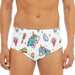 Little Girly Unicorn Pattern Print Men's Triangle Swim Briefs