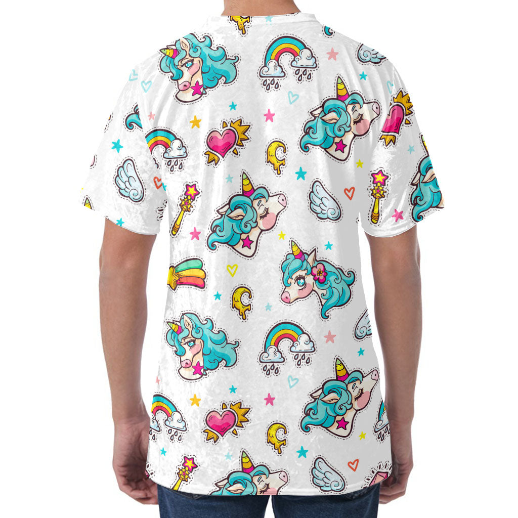 Little Girly Unicorn Pattern Print Men's Velvet T-Shirt