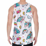 Little Girly Unicorn Pattern Print Men's Velvet Tank Top